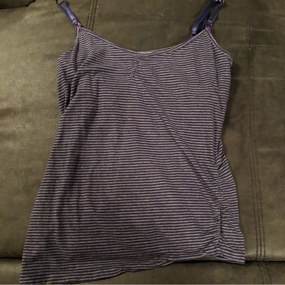 Motherhood Maternity Tops - Purple Striped Motherhood Maternity Nursing Tank Top